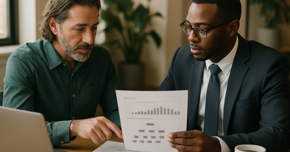 Illinois cannabis principal officer reviewing an ownership table with an attorney