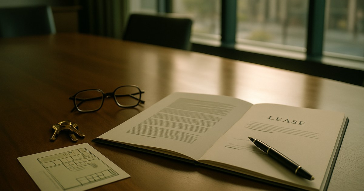 cannabis dispensary lease documents on a law office conference table