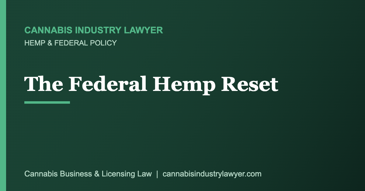 Federal hemp reset new total THC hemp definition for 2026